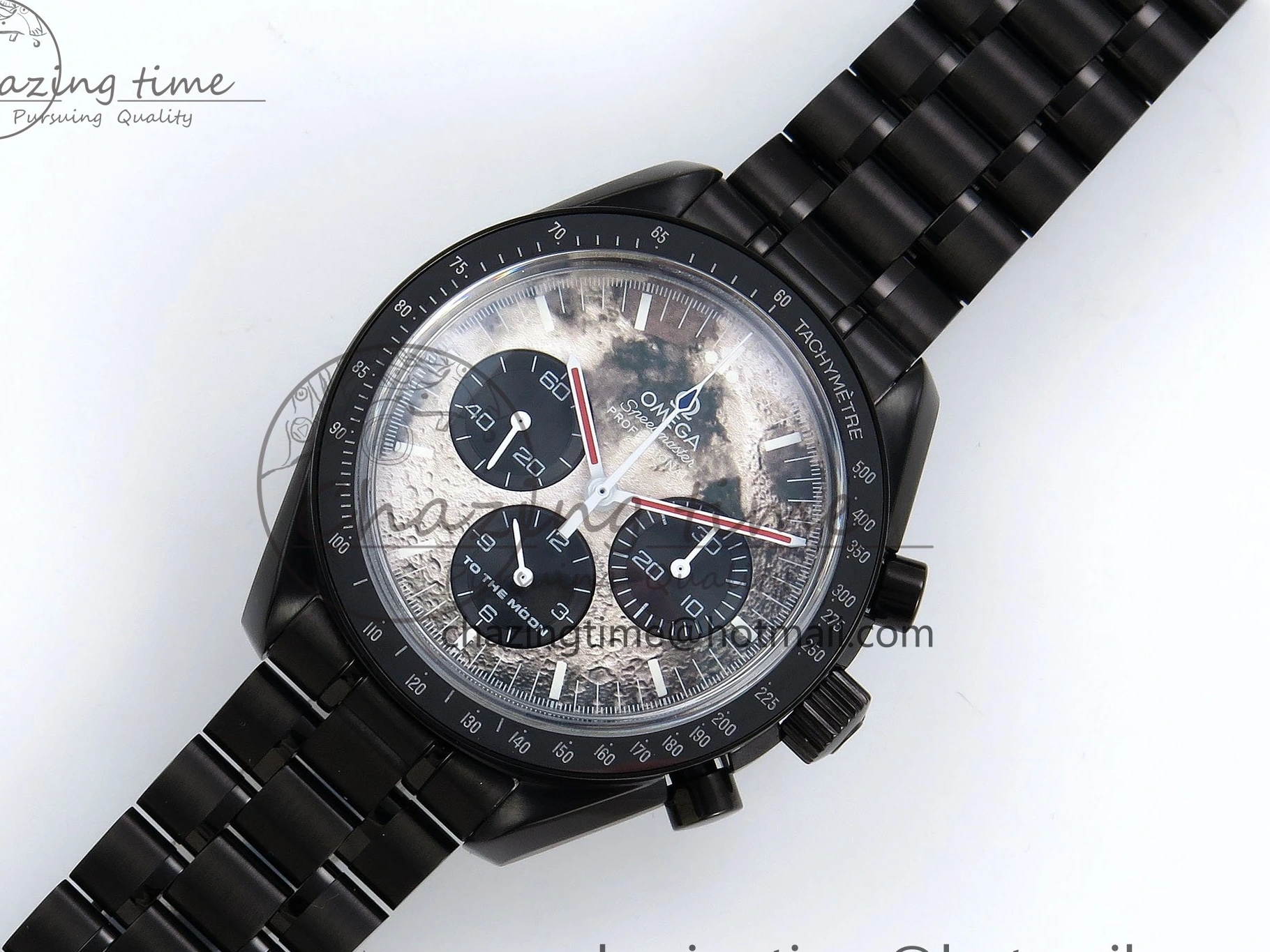 0128 Speedmaster Black Benom PVD Moon RMF Best Edition on PVD Bracelet Lemania HW WrinkleFree 7727